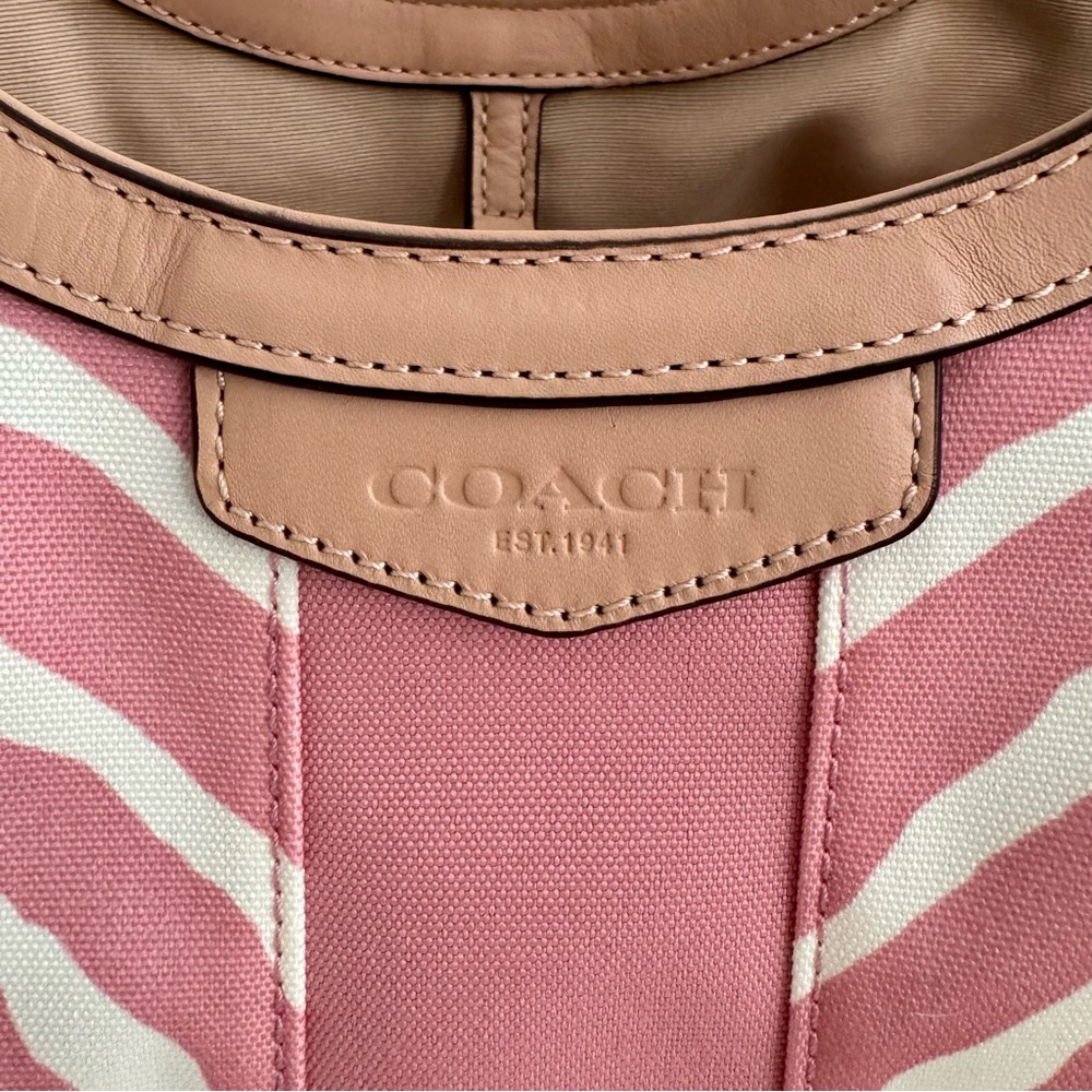 Coach Devin Signature Stripe Zebra Print Shoulder Bag F24022 - Picture 2 of 16